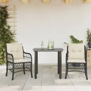 Comparateur de prix : vidaXL Ensemble de bistro 3 pcs avec coussins noir résine tressée
