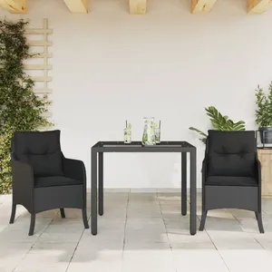 vidaXL Ensemble à manger de jardin avec coussins 3 pcs Noir pas cher
