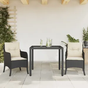 vidaXL Ensemble à manger de jardin avec coussins 3 pcs Noir pas cher