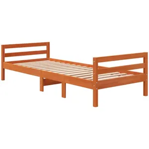 vidaXL Cadre de lit sans matelas cire marron 90x200 cm bois pin massif pas cher