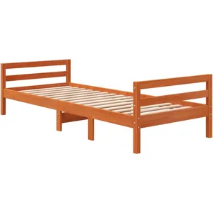 vidaXL Cadre de lit sans matelas cire marron 90x190 cm bois pin massif pas cher
