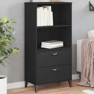 Comparateur de prix : Vidaxl - Bibliothèque viken noir 60x35x123 cm bois massif de pin Noir