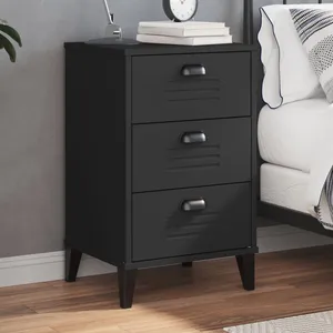 vidaXL Table de chevet VIKEN noir bois de pin solide pas cher