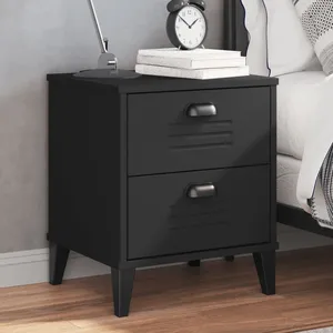 vidaXL Table de chevet VIKEN noir bois de pin solide pas cher
