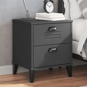 vidaXL Table de chevet VIKEN gris anthracite bois de pin solide pas cher