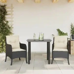 vidaXL Ensemble à manger de jardin avec coussins 3 pcs Noir pas cher