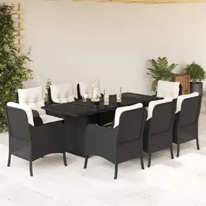 vidaXL Ensemble à manger de jardin 9pcs coussins noir résine tressée pas cher