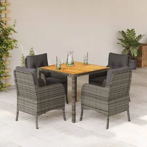 vidaXL Ensemble à manger de jardin 5 pcs coussins gris résine tressée pas cher