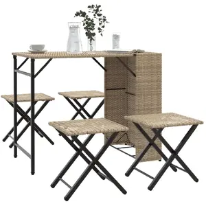 vidaXL Ensemble à manger de jardin 5 pcs pliable beige résine tressée pas cher