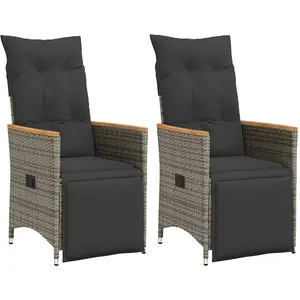 Comparateur de prix : vidaXL Chaises inclinables de jardin lot de 2 et coussins gris rotin