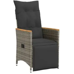 Comparateur de prix : vidaXL Chaise inclinable de jardin avec coussins gris résine tressée