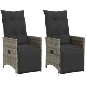 Comparateur de prix : vidaXL Chaises inclinables de jardin lot de 2 et coussins gris rotin