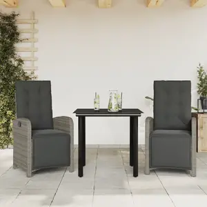 Comparateur de prix : vidaXL Ensemble de bistro 3 pcs avec coussins gris résine tressée