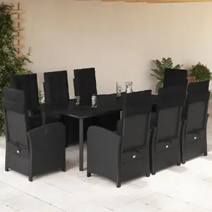 vidaXL Ensemble à manger de jardin 9pcs coussins noir résine tressée pas cher