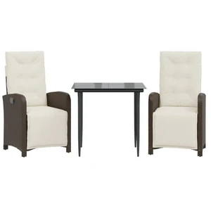 vidaXL Ensemble de bistro 3 pcs avec coussins marron résine tressée pas cher