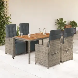 vidaXL Ensemble à manger de jardin 5 pcs coussins gris résine tressée pas cher