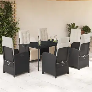 vidaXL Ensemble à manger de jardin noir résine tressée pas cher