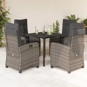 vidaXL Ensemble à manger de jardin 5 pcs coussins gris résine tressée pas cher