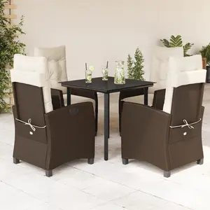 vidaXL Ensemble à manger de jardin 5 pcs et coussins marron poly rotin pas cher