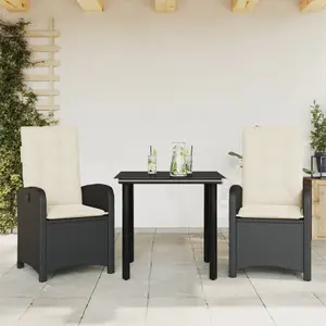 vidaXL Ensemble à manger de jardin avec coussins 3 pcs Noir pas cher