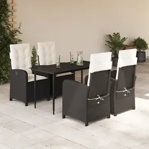 vidaXL Ensemble à manger de jardin coussins 5pcs Noir Résine tressée pas cher