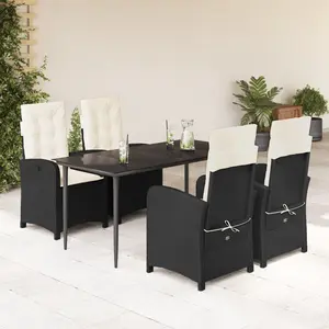 vidaXL Ensemble à manger de jardin coussins 5pcs Noir Résine tressée pas cher