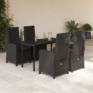 vidaXL Ensemble à manger de jardin coussins 5pcs Noir Résine tressée pas cher