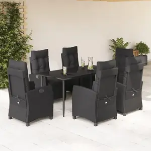 vidaXL Ensemble à Manger Jardin 7 pcs - Noir pas cher