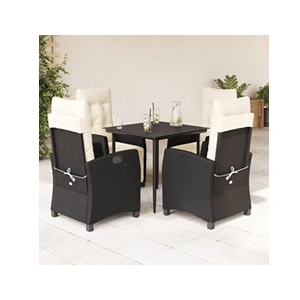 VIDAXL Ensemble à Manger de Jardin avec Coussins 5 pcs, Table et Chaises avec Dossier Réglable, Meubles d'Extérieur, Moderne, Noir Résine Tressée pas cher