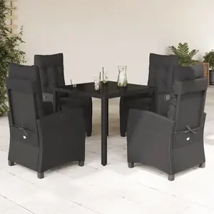 vidaXL Ensemble à manger de jardin coussins 5pcs Noir Résine tressée pas cher