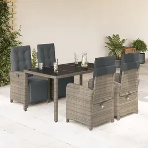 vidaXL Ensemble à manger de jardin 5 pcs coussins gris résine tressée pas cher