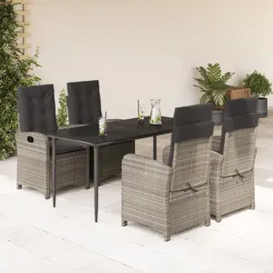 vidaXL Ensemble à manger de jardin et coussins 5 pcs gris clair rotin pas cher