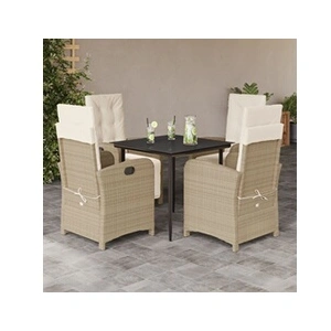 vidaXL Ensemble à manger de jardin avec coussins 5pcs Beige poly rotin pas cher