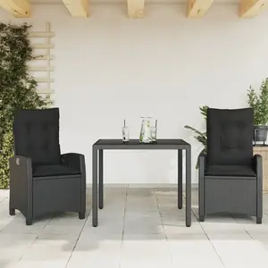 vidaXL Ensemble à manger de jardin avec coussins 3 pcs Noir pas cher