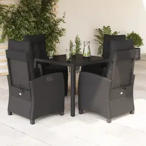 vidaXL Ensemble à manger de jardin coussins 5pcs Noir Résine tressée pas cher