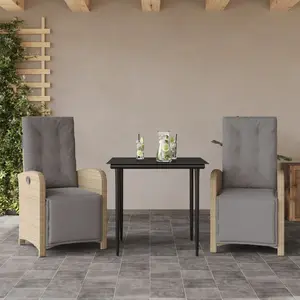 vidaXL Ensemble de bistro 3 pcs avec coussins beige résine tressée pas cher