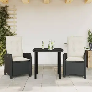 vidaXL Ensemble à manger de jardin avec coussins 3 pcs Noir pas cher