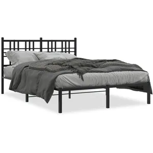 vidaXL Cadre de lit métal avec tête de lit noir 140x190 cm pas cher