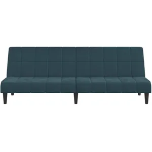 vidaXL Canapé-lit à 2 places Bleu Velours pas cher