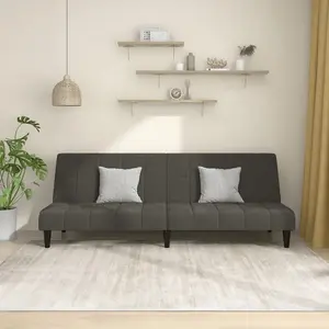 vidaXL Canapé-lit à 2 places gris foncé velours pas cher