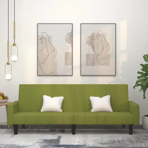 vidaXL Canapé-lit à 2 places vert clair velours pas cher