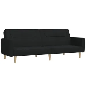 vidaXL Canapé-lit à 2 places noir tissu pas cher
