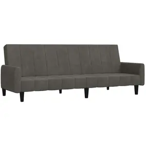 vidaXL Canapé-lit à 2 places gris foncé velours pas cher