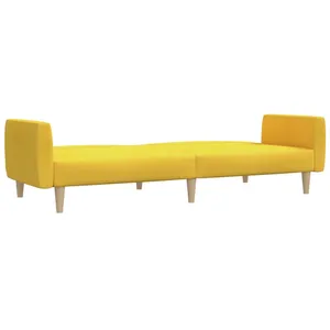vidaXL Canapé-lit à 2 places jaune tissu pas cher