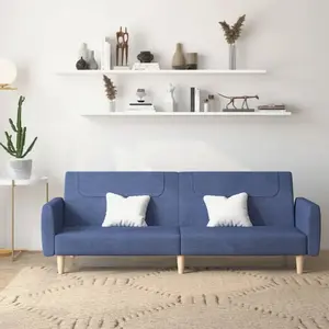vidaXL Canapé-lit à 2 places bleu tissu pas cher