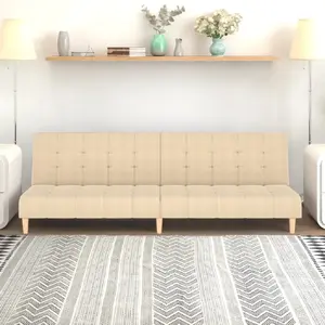vidaXL Canapé-lit à 2 places crème tissu pas cher