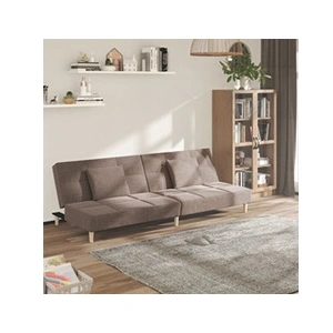 vidaXL Canapé-lit à 2 places avec deux oreillers taupe tissu pas cher