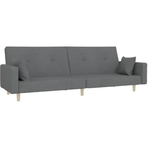 vidaXL Canapé-lit à 2 places avec deux oreillers gris clair tissu