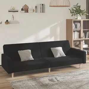 vidaXL Canapé-lit à 2 places noir tissu pas cher