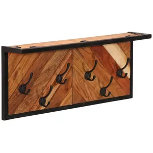 vidaXL Porte-manteau mural avec 6 crochets bois massif d'acacia pas cher